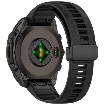 26 mm horlogeband Garmin Enduro 3 / Fenix 8 51 mm / Instinct 2X Ademende siliconenn band met magnetische vouwsluiting - Zwart