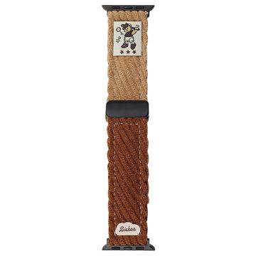 Corduroy Watch Band Apple Watch Series 10 46mm Magnetic Clasp Wrist Strap - Dark Brown+Light Brown