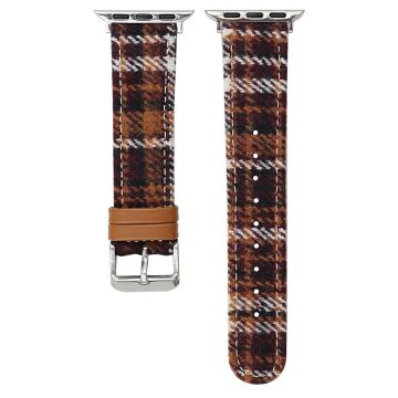 Watch Band Apple Watch Series 10 46mm Vintage Wool + Leather Strap - Brown