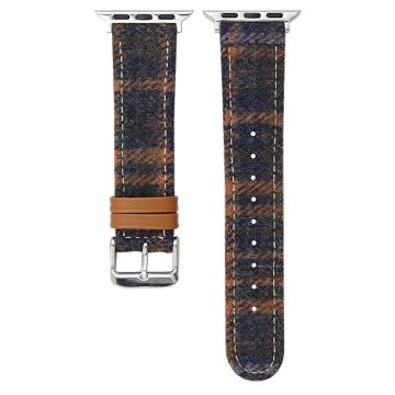 Watch Band Apple Watch Series 10 46mm Vintage Wool + Leather Strap - Blue + Brown