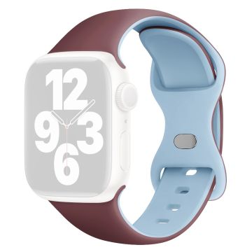 KALEBOL Silicone Strap Apple Watch Series 10 46mm Butterfly Buckle Band - Smoke Purple + Sky Blue