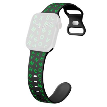 KALEBOL Alphabet Silicone Strap Apple Watch Series 10 46mm Epoxy Band - Black + Green