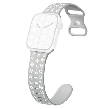 KALEBOL Alphabet Silicone Strap Apple Watch Series 10 46mm Epoxy Band - Grey + White