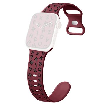 KALEBOL Alphabet Silicone Strap Apple Watch Series 10 46mm Epoxy Band - Wine Red + Black