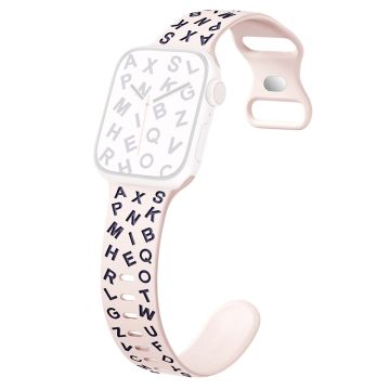 KALEBOL Alphabet Silicone Strap Apple Watch Series 10 46mm Epoxy Band - Pink + Smoke Purple