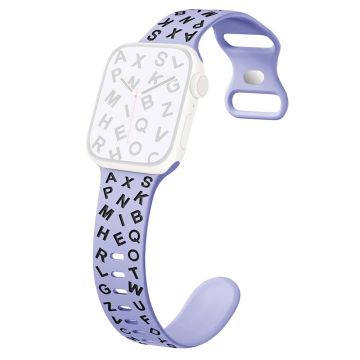 KALEBOL Alphabet Silicone Strap Apple Watch Series 10 46mm Epoxy Band - Purple + Black