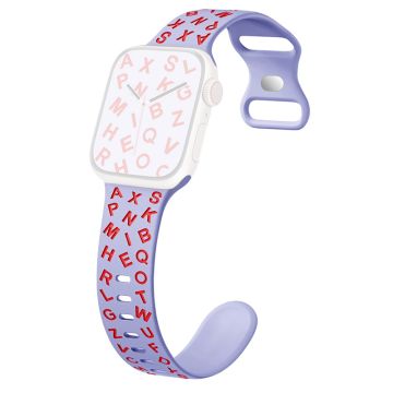 KALEBOL Alphabet Silicone Strap Apple Watch Series 10 46mm Epoxy Band - Purple + Red