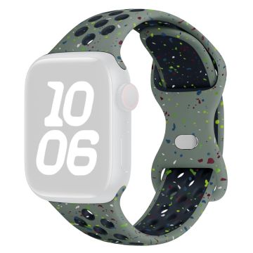 KALEBOL Color Dots Silicone Strap Apple Watch Series 10 46mm Butterfly Buckle Band - Army Green