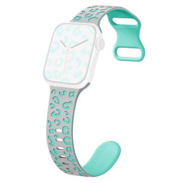 KALEBOL Leopard Silicone Band Apple Watch Series 10 46mm Dual Color Strap - Grey + Cyan