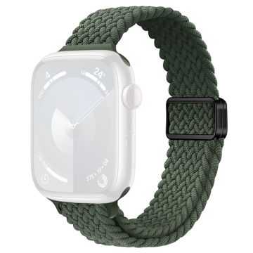 KALEBOL Braided Watch Strap Apple Watch Series 10 46mm Magnetic Nylon Wristbands - Dark Olive Green