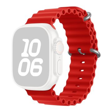 KALEBOL Ocean Silicone Band Apple Watch Series 10 46mm Breathable Soft Watch Strap - Red
