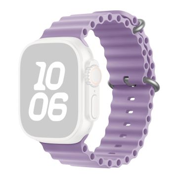 KALEBOL Ocean Silicone Band Apple Watch Series 10 46mm Breathable Soft Watch Strap - Light Purple
