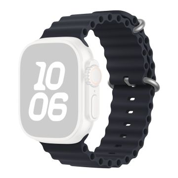KALEBOL Ocean Silicone Band Apple Watch Series 10 46mm Breathable Soft Watch Strap - Midnight
