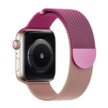 KALEBOL Milanese Watchband Apple Watch Series 10 46mm Stainless Steel Strap - Purple + Rose Pink