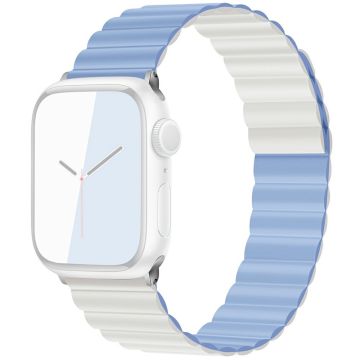 KALEBOL Magnetic Watch Band Apple Watch Series 10 46mm Silicone Strap - Blue Grey White