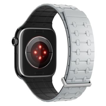 Magnetic Watch Band Apple Watch Series 10 46mm Replacement Silicone Strap - Light Grey+Black