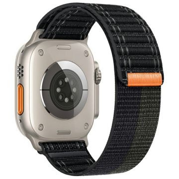 KALEBOL Nylon Watch Strap Apple Watch Series 10 46mm Wave Texture Band - Black