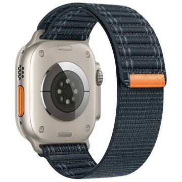KALEBOL Nylon Watch Strap Apple Watch Series 10 46mm Wave Texture Band - Dark Blue