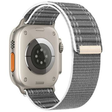 KALEBOL Nylon Watch Strap Apple Watch Series 10 46mm Wave Texture Band - Grey