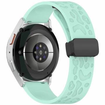 KALEBOL 20 mm magnetisch siliconenn bandje Samsung Galaxy Watch6 Classic 47 mm / 43 mm / Huawei Watch GT 3 Pro 43 mm luipaardprint horlogebandje - Groenblauw