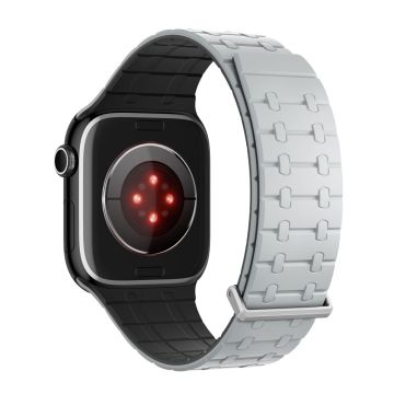 KALEBOL Magnetic Watch Band Apple Watch Series 10 46mm Silicone Strap - Light Grey + Black