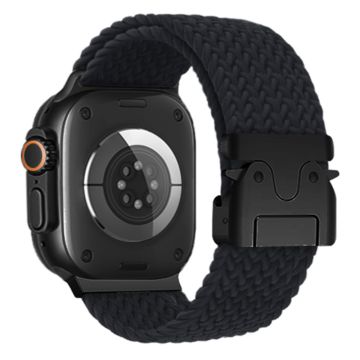 KALEBOL Nylon Braided Strap Apple Watch Series 10 46mm Band with Parachute Buckle - Black