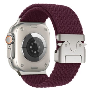 KALEBOL Nylon Braided Strap Apple Watch Series 10 46mm Band with Parachute Buckle - Wine Red