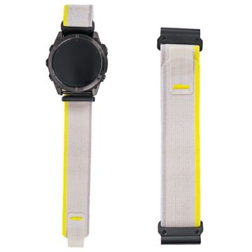 KALEBOL 22mm horlogeband Garmin Fenix 7 / Fenix 7 Pro Magic Tape Nylon Lus Polsband - Abrikoos + Geel