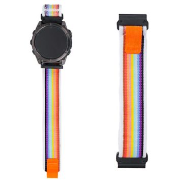 KALEBOL 22mm horlogeband Garmin Fenix 7 / Fenix 7 Pro Magic Tape Nylon Lus Polsband - Regenboog