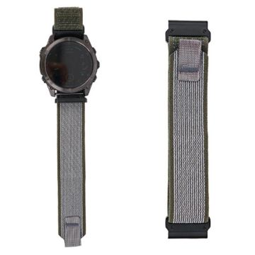 KALEBOL 22mm horlogeband Garmin Fenix 7 / Fenix 7 Pro Magic Tape Nylon Loop Polsband - Legergroen