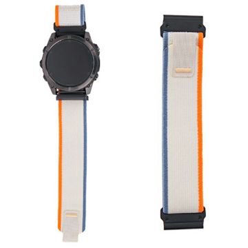KALEBOL 22mm horlogeband Garmin Fenix 7 / Fenix 7 Pro Magic Tape Nylon Lus Polsband - Wit