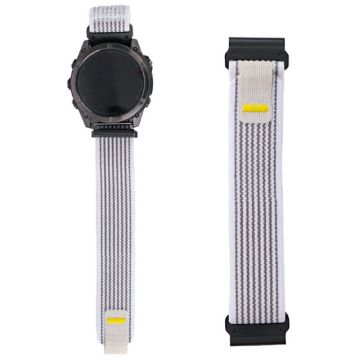 KALEBOL 26mm horlogeband Garmin Fenix 7X / Fenix 7X Pro / Epix Pro 51mm Magic Tape Nylon Loop Polsband - Reflecterend Wit
