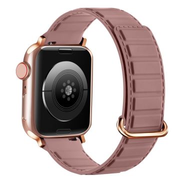 Silicone Strap Apple Watch Series 10 46mm Magnetic Buckle Watch Band - Rouge Pink