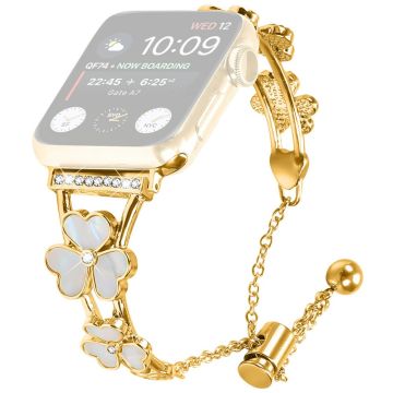 Watchband Apple Watch Series 10 46mm Heart Clover Zinc Alloy Metal Strap - Gold