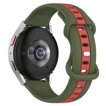 KALEBOL 20mm Dubbel Kleur Siliconen Bandje Samsung Galaxy Watch6 Classic 47mm / 43mm / Huawei Watch GT 3 Pro 43mm Horlogebandje - Legergroen