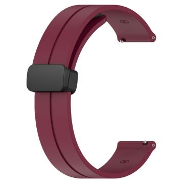 KALEBOL 22mm magnetisch gespbandje Samsung Galaxy Watch3 45mm / Huawei Watch GT 5 46mm / GT 5 Pro 46mm siliconenn horlogebandje - Wijnrood