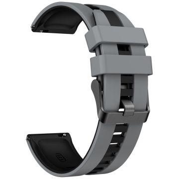 KALEBOL 20mm Dubbel Kleur Siliconen Bandje Samsung Galaxy Watch6 Classic 47mm / 43mm / Huawei Watch GT 3 Pro 43mm Horlogebandje - Donkergrijs+Zwart