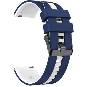 KALEBOL 20mm Dubbel Kleur Siliconen Bandje Samsung Galaxy Watch6 Classic 47mm / 43mm / Huawei Watch GT 3 Pro 43mm Horlogebandje - Donkerblauw+Wit