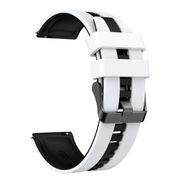 KALEBOL 22mm Dual Color Siliconeriem Samsung Galaxy Watch3 45mm / Huawei Watch GT 5 46mm / GT 5 Pro 46mm Horlogeband - Wit + Zwart