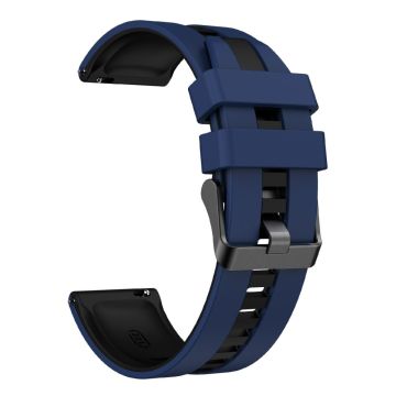 KALEBOL 22mm Dual Color Siliconeriem Samsung Galaxy Watch3 45mm / Huawei Watch GT 5 46mm / GT 5 Pro 46mm Horlogeband - Donkerblauw+Zwart