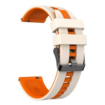KALEBOL 22mm Dubbel Kleur Siliconen Bandje Samsung Galaxy Watch3 45mm / Huawei Watch GT 5 46mm / GT 5 Pro 46mm Horlogebandje - Starlight+Orange