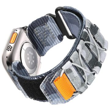 Watch Band Apple Watch Series 49mm - 45mm - 44mm - 42mm Nylon Woven Magic Tape Strap - Grey Camouflage
