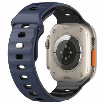 Watch Band Apple Watch Series 49mm - 45mm - 44mm - 42mm Dual Color Silicone Strap - Midnight Blue / Black