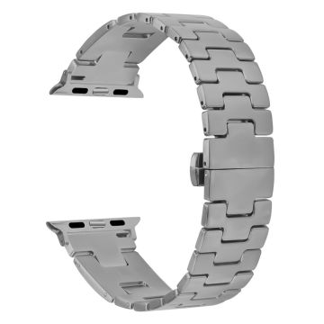 Replacement Strap Apple Watch Series 49mm - 45mm - 44mm - 42mm H Type Metal Watch Band - Titanium Grey