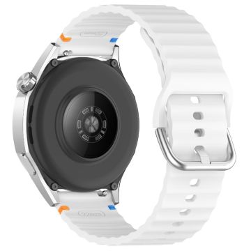 20mm Silicone Watch Band Stitch Line Wave Design Wrist Strap Huawei / Samsung / Garmin Smartwatches - White