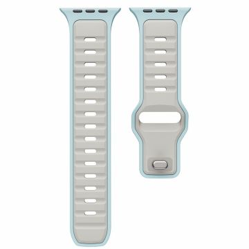 Silicone Strap Apple Watch Series 49mm - 45mm - 44mm - 42mm Dual Color Sport Wrist Band - Light Coffee / Blue