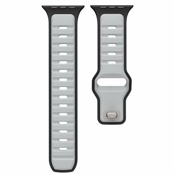 Silicone Strap Apple Watch Series 49mm - 45mm - 44mm - 42mm Dual Color Sport Wrist Band - Light Grey / Black