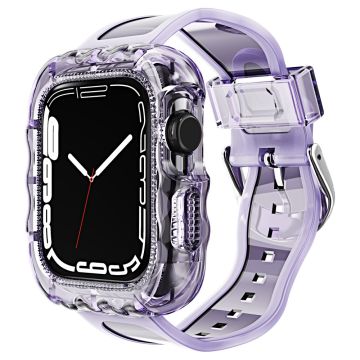 Zachte TPU bandjes met Hoesje - Apple Watch Series 1-9 (42mm-45mm) - Transparant Paars