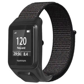 TomTom Runner 3 / Adventurer Polshorlogeband Verstelbaar Nylon Sport Polsband met Etui - Zwart