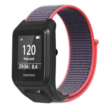 TomTom Runner 3 / Adventurer Polshorlogeband Verstelbaar Nylon Sport Polsband met Etui - Blauw+Rood